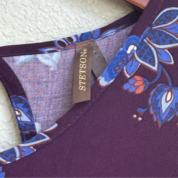 Stetson Women’s Wine Rayon/Nylon Floral Swing Fit & Flare Dress 4 Boho Western - Picture 5 of 8